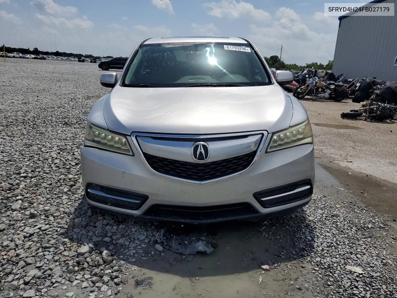2015 Acura Mdx VIN: 5FRYD4H24FB027179 Lot: 61793296