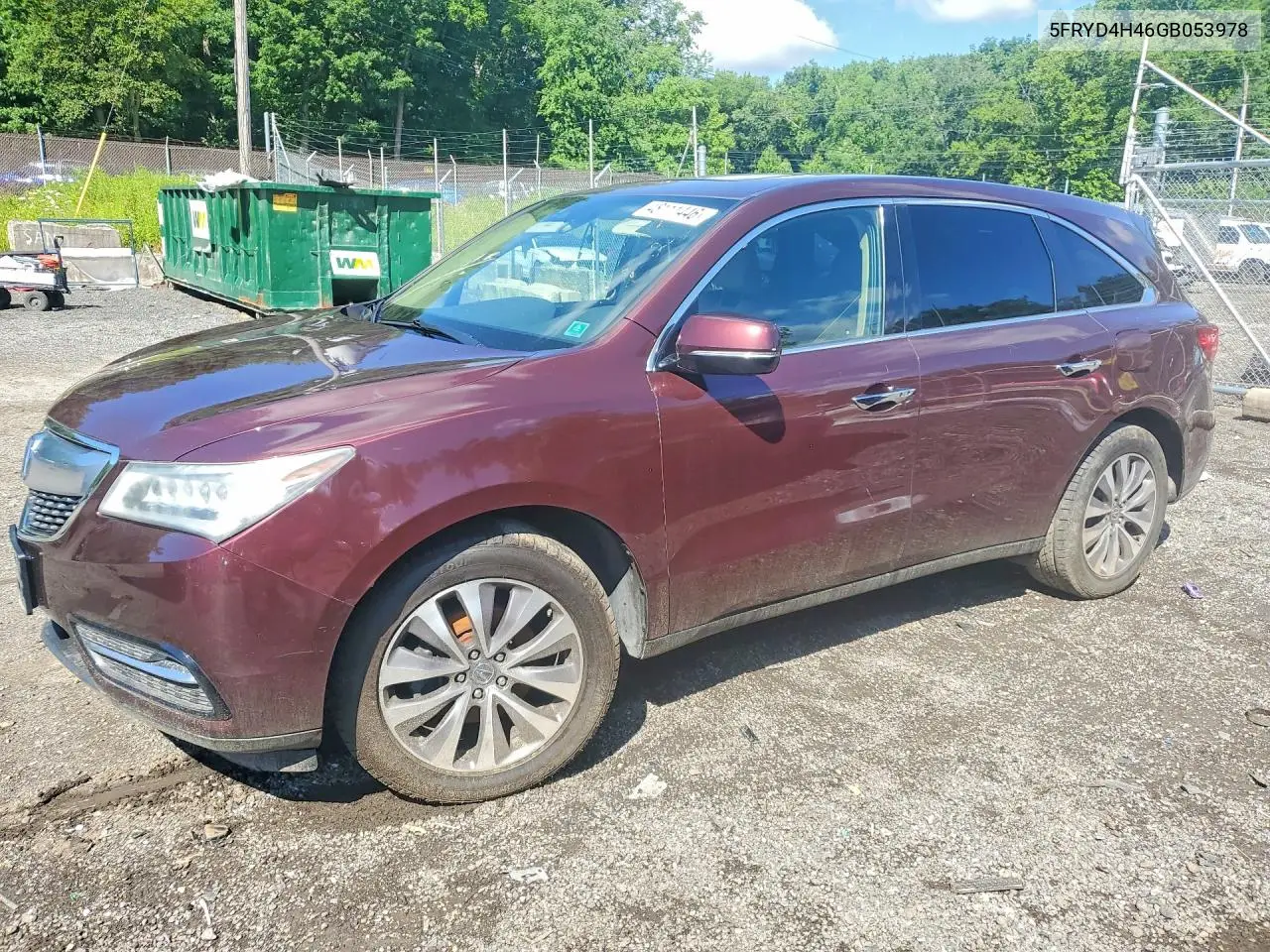 2016 Acura Mdx Technology VIN: 5FRYD4H46GB053978 Lot: 48111446