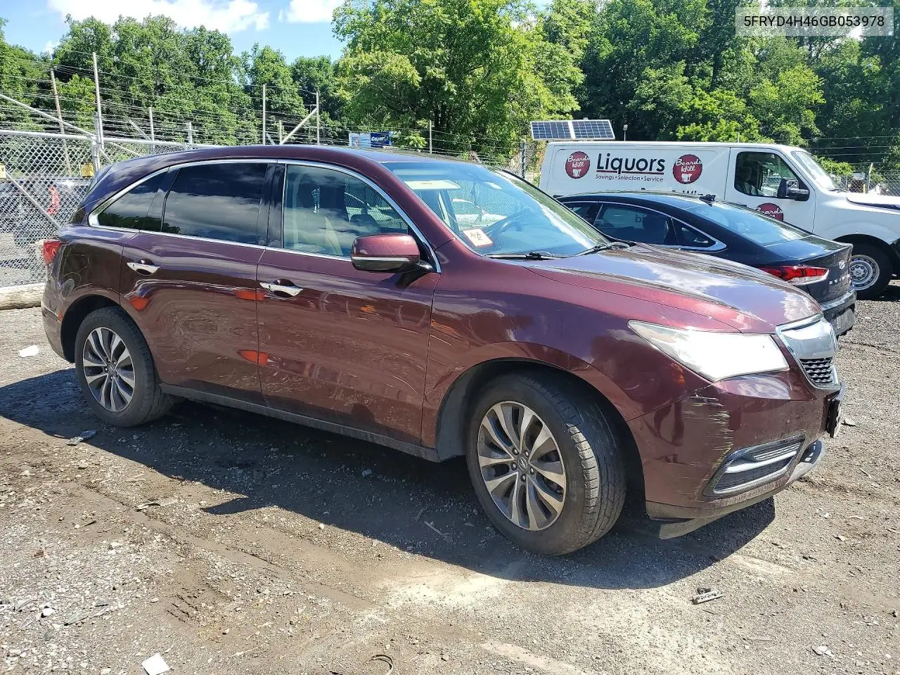 2016 Acura Mdx Technology VIN: 5FRYD4H46GB053978 Lot: 48111446