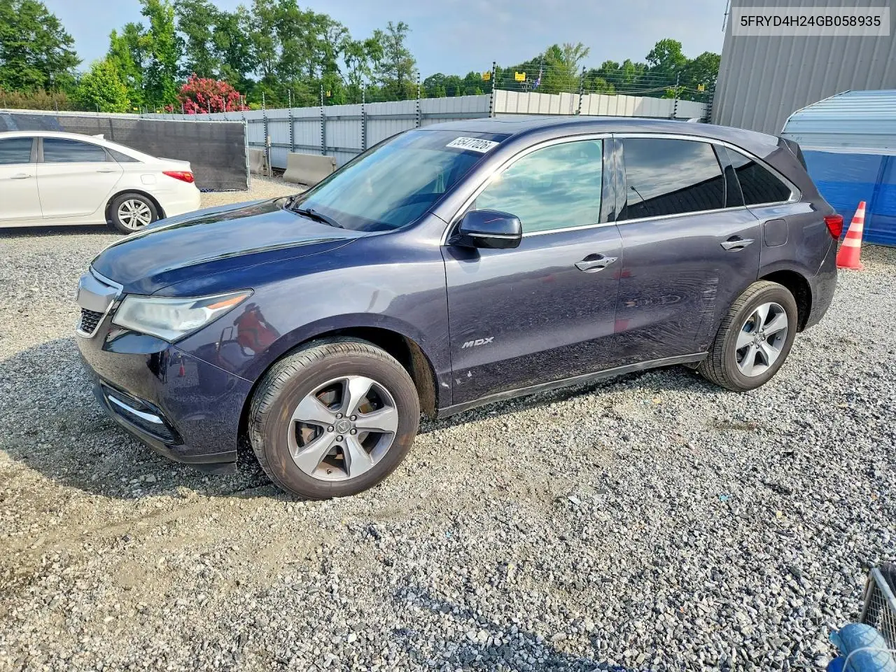 2016 Acura Mdx VIN: 5FRYD4H24GB058935 Lot: 55477026