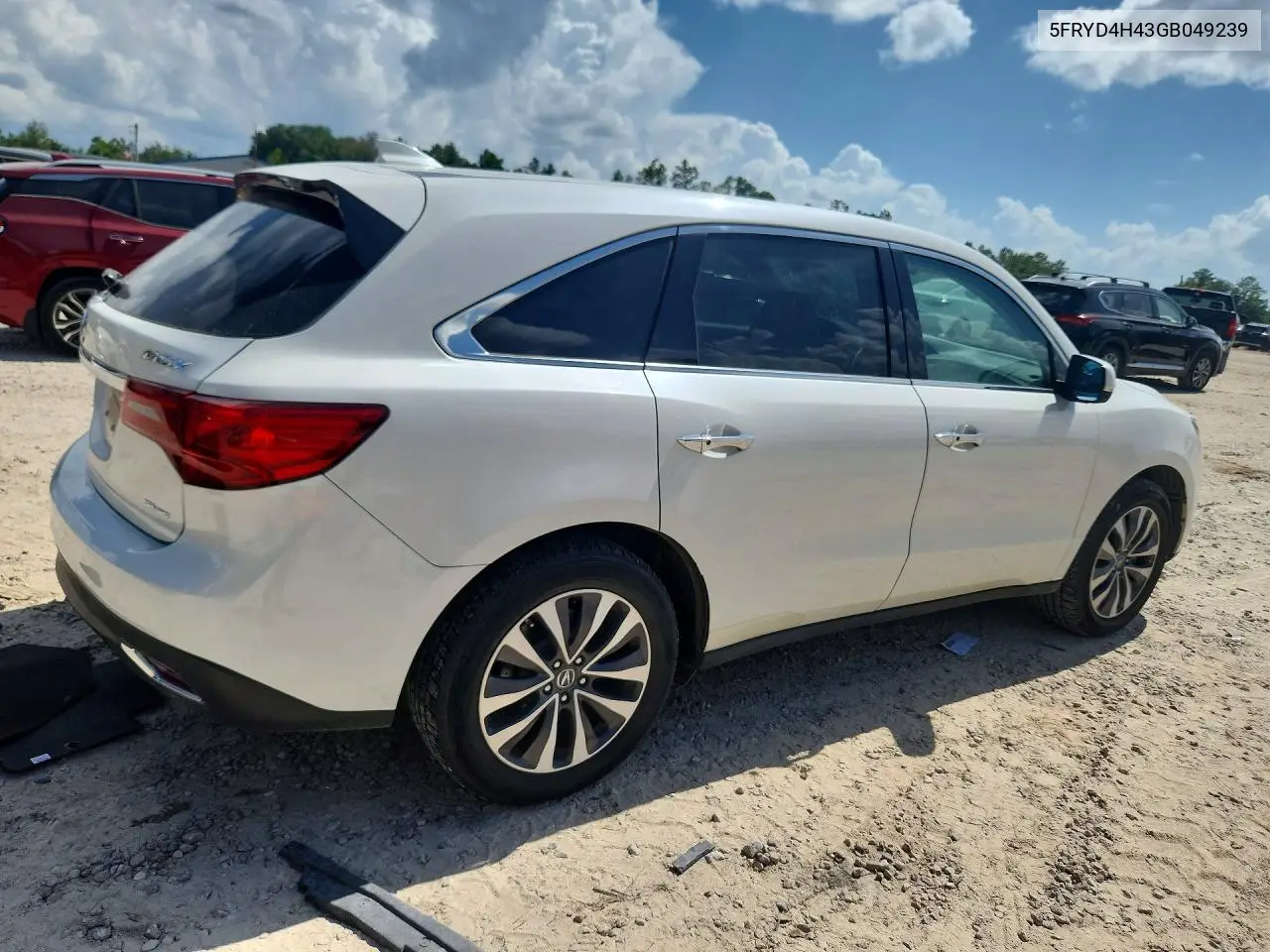 2016 Acura Mdx Technology VIN: 5FRYD4H43GB049239 Lot: 60025766