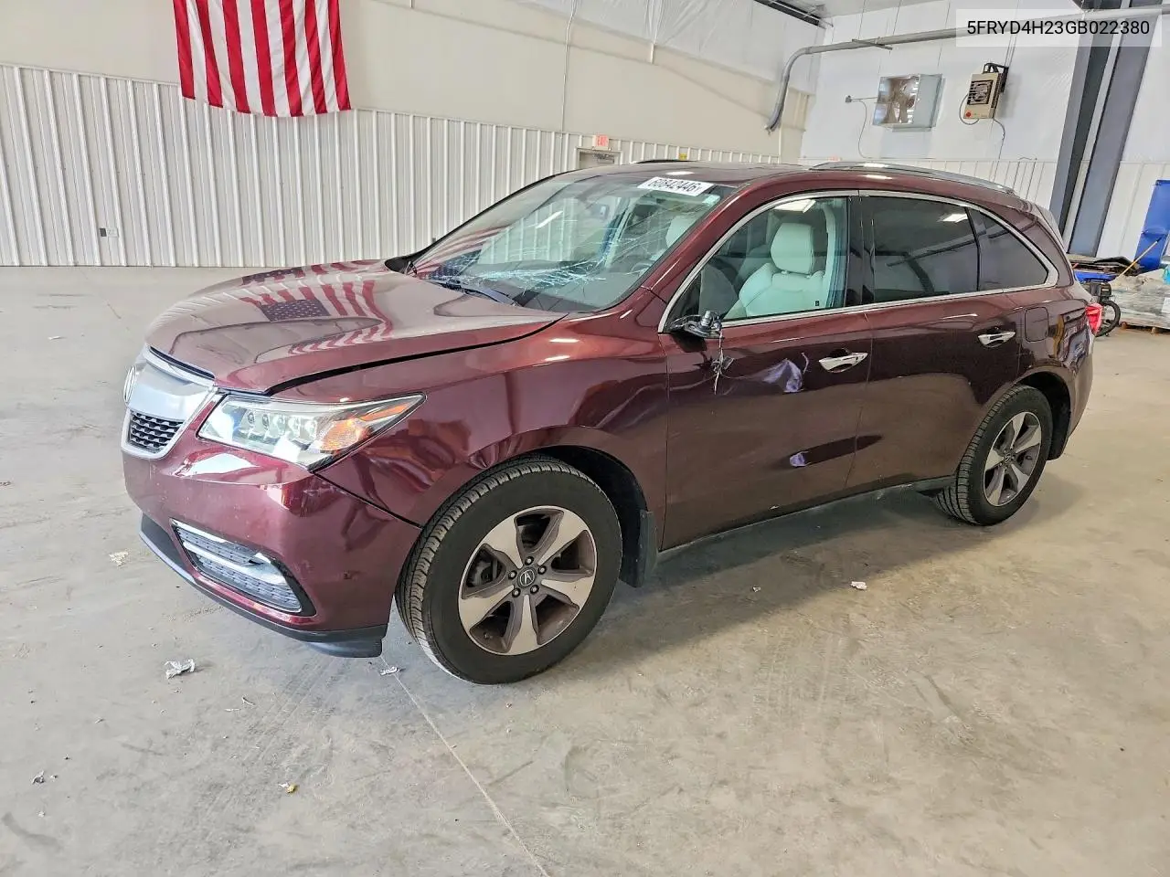 2016 Acura Mdx VIN: 5FRYD4H23GB022380 Lot: 60842446