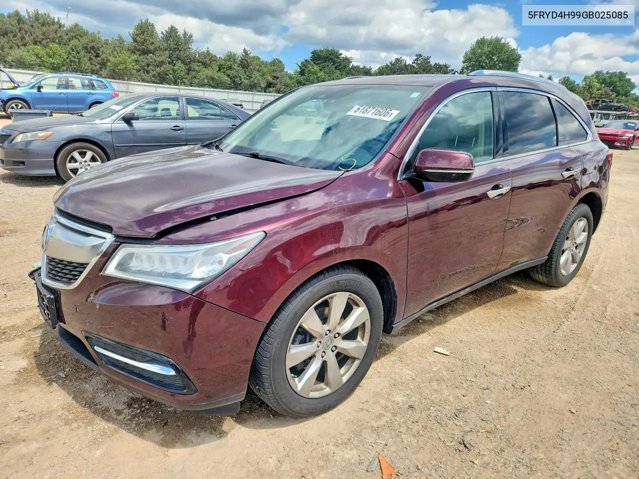 2016 Acura Mdx Advance VIN: 5FRYD4H99GB025085 Lot: 61871606