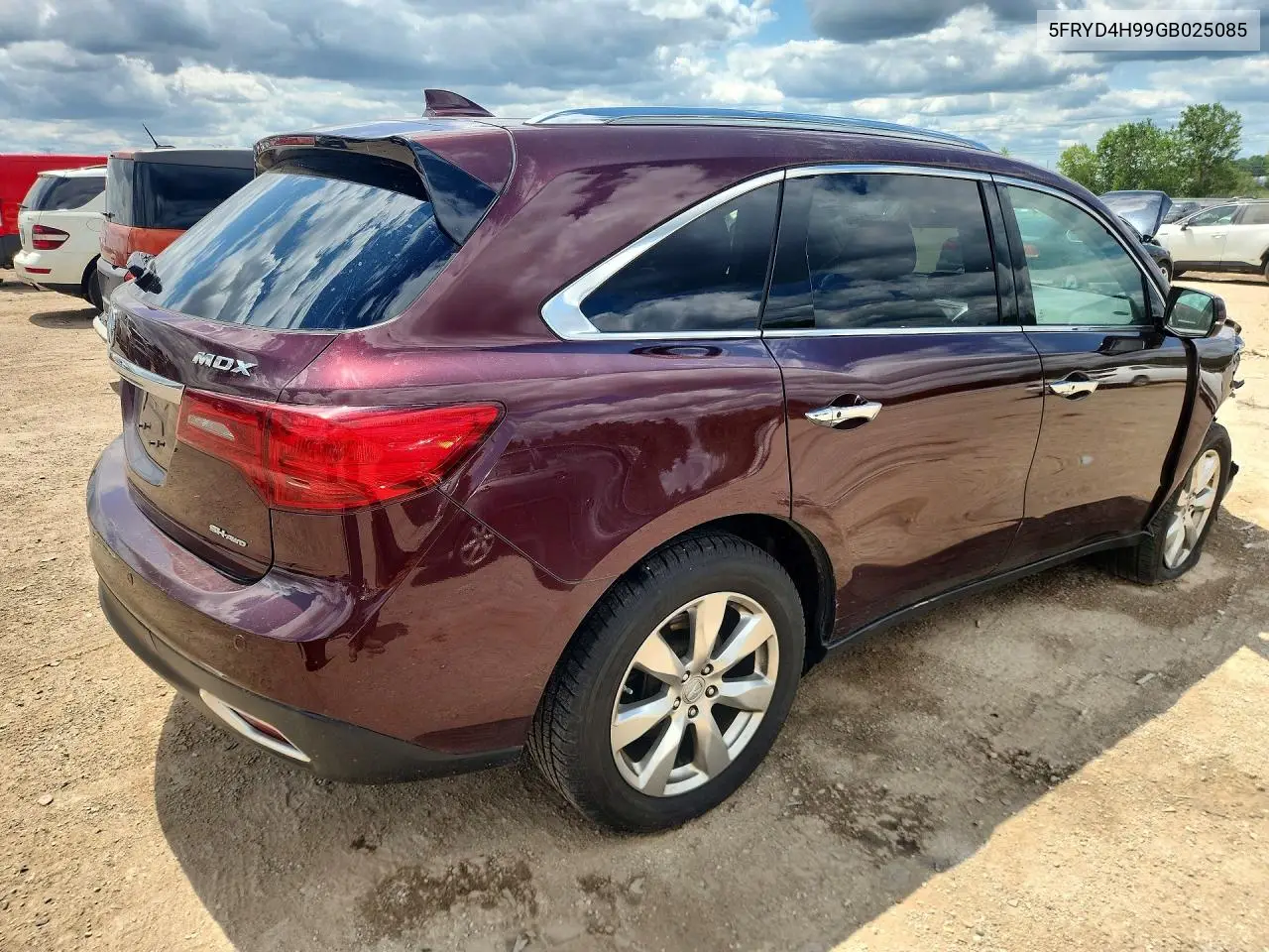 2016 Acura Mdx Advance VIN: 5FRYD4H99GB025085 Lot: 61871606