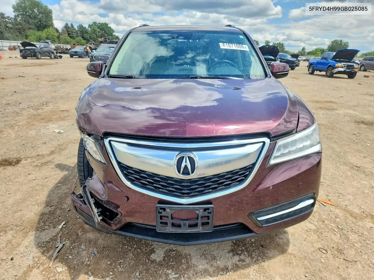2016 Acura Mdx Advance VIN: 5FRYD4H99GB025085 Lot: 61871606