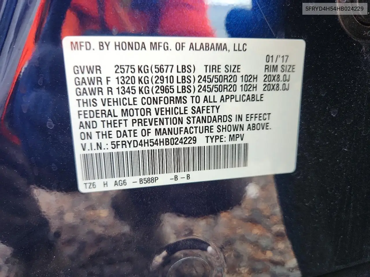 2017 Acura Mdx Technology VIN: 5FRYD4H54HB024229 Lot: 59881006