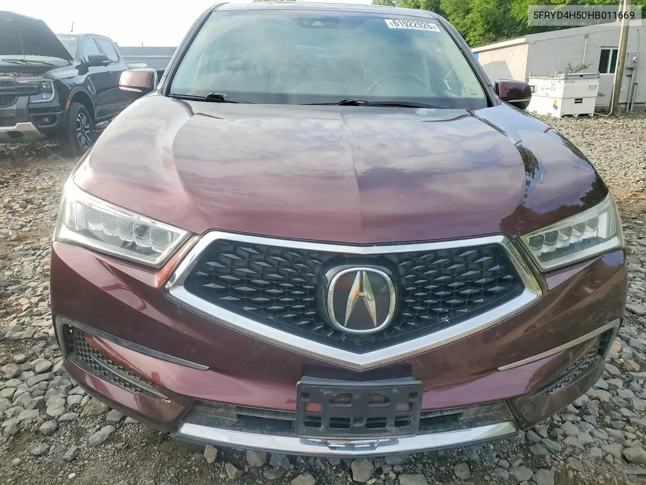 2017 Acura Mdx Technology VIN: 5FRYD4H50HB011669 Lot: 61922926