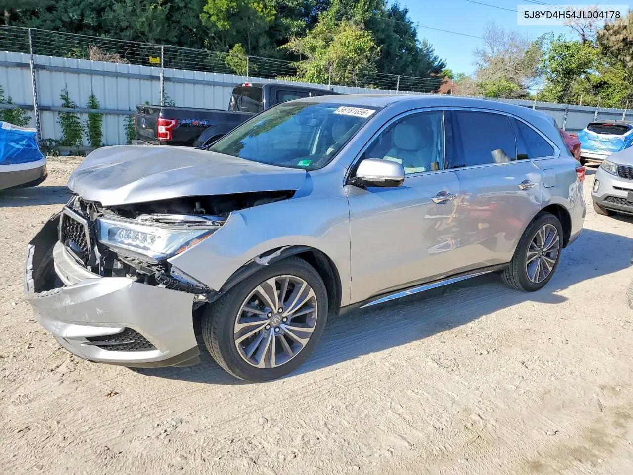 2018 Acura Mdx Technology VIN: 5J8YD4H54JL004178 Lot: 56181656
