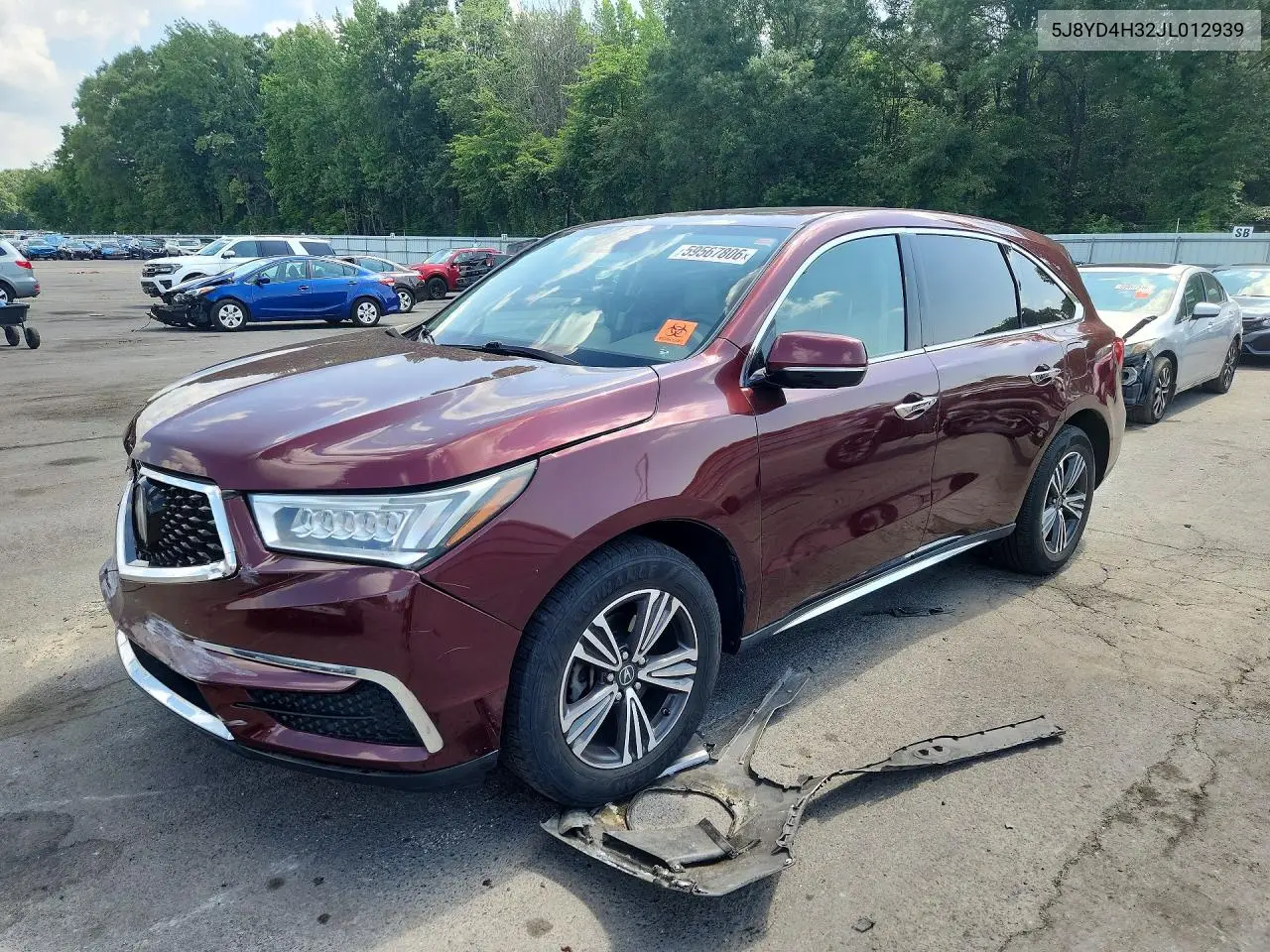 2018 Acura Mdx VIN: 5J8YD4H32JL012939 Lot: 59567806