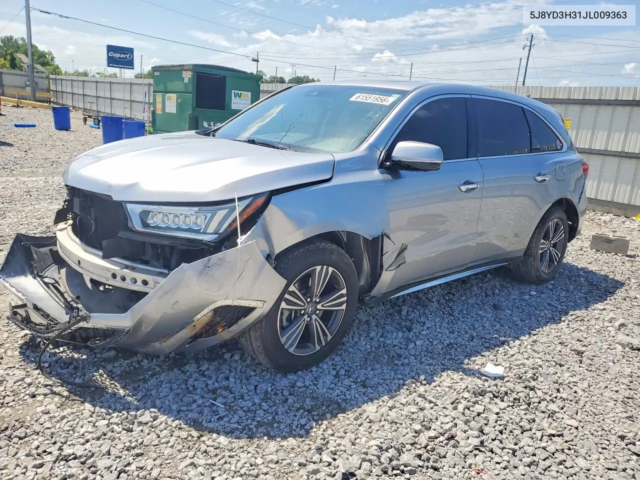 2018 Acura Mdx VIN: 5J8YD3H31JL009363 Lot: 61551956
