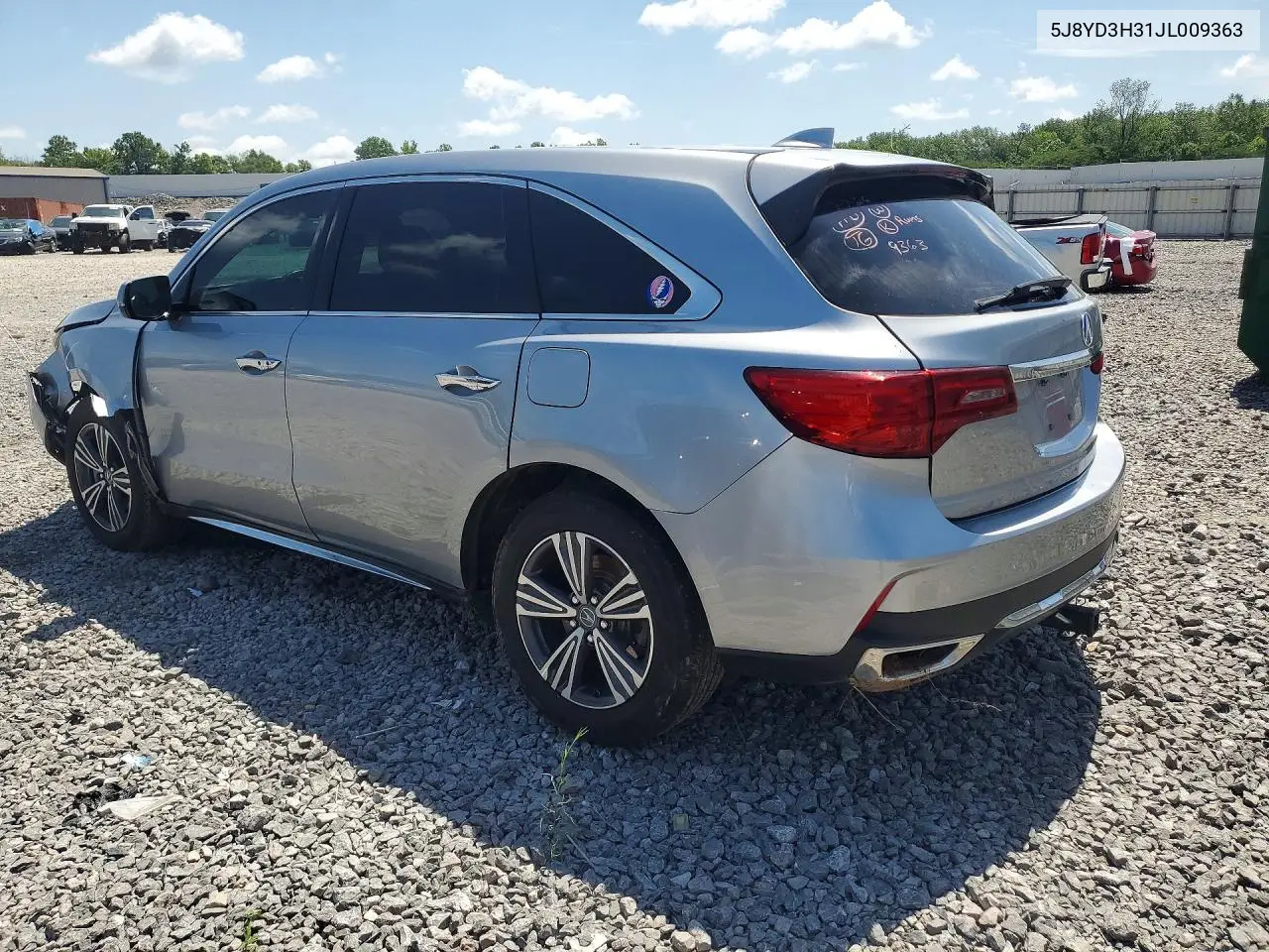 2018 Acura Mdx VIN: 5J8YD3H31JL009363 Lot: 61551956