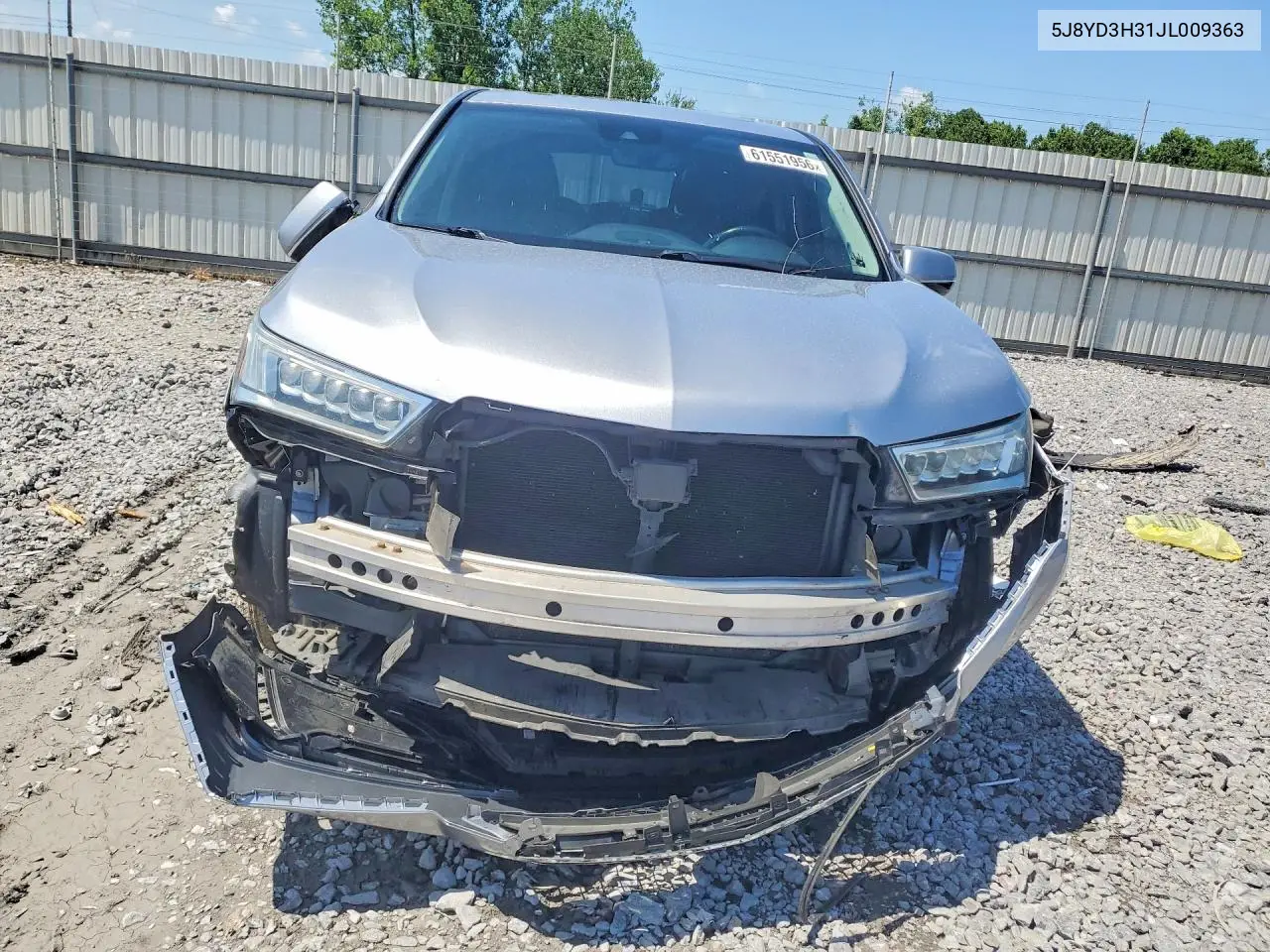 2018 Acura Mdx VIN: 5J8YD3H31JL009363 Lot: 61551956