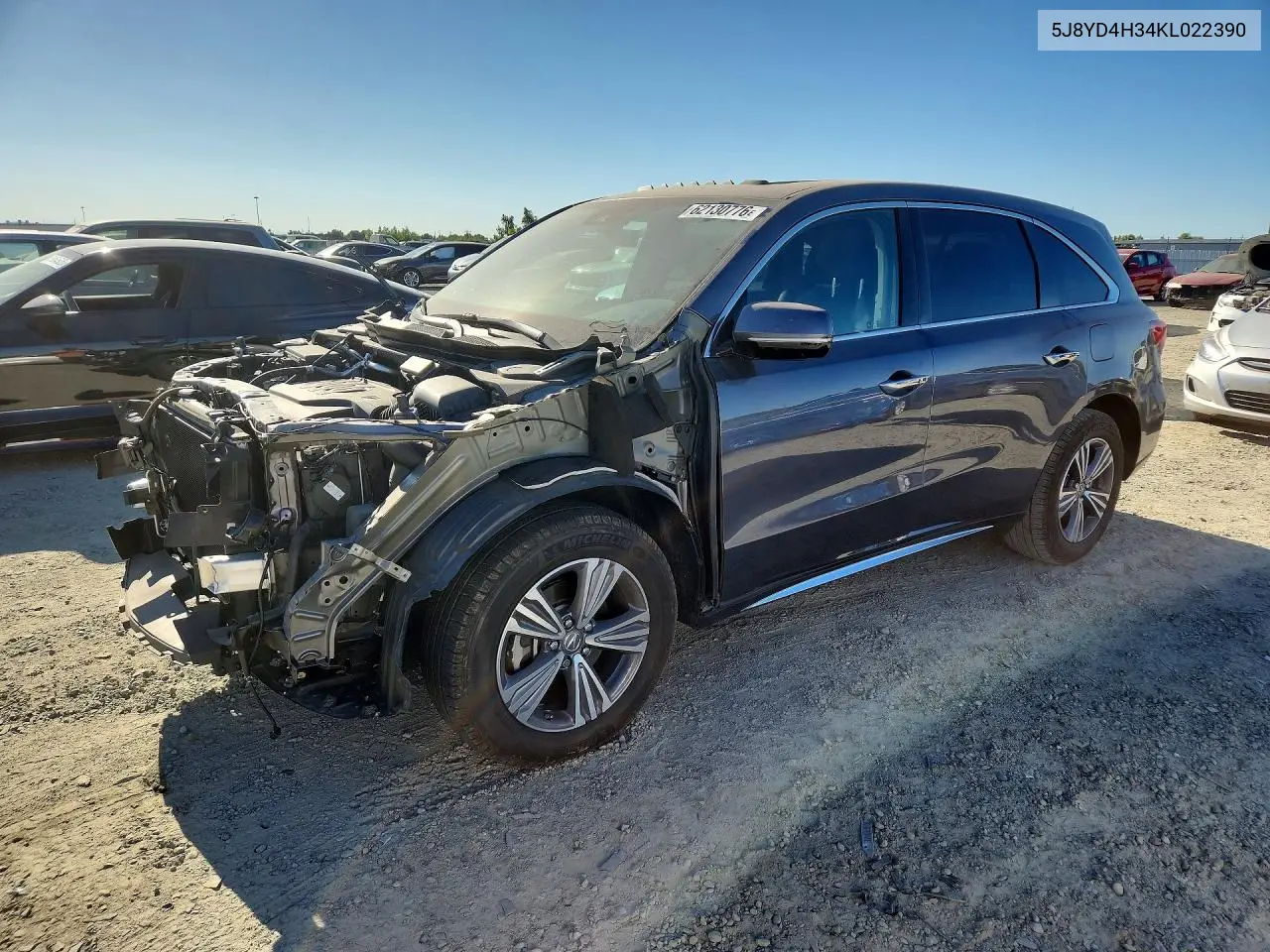 2019 Acura Mdx VIN: 5J8YD4H34KL022390 Lot: 62130776