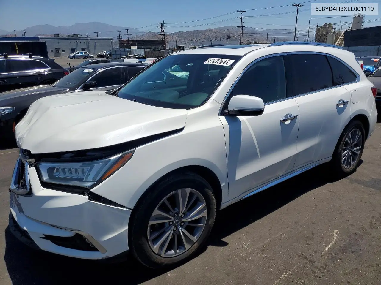2020 Acura Mdx Advance VIN: 5J8YD4H8XLL001119 Lot: 61623646