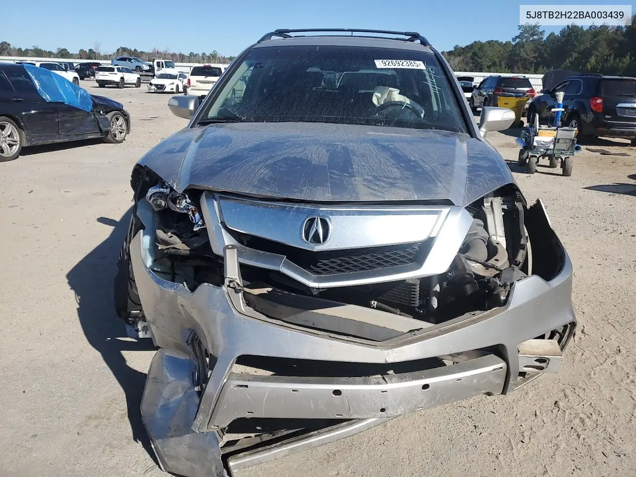 2011 Acura Rdx VIN: 5J8TB2H22BA003439 Lot: 92692385