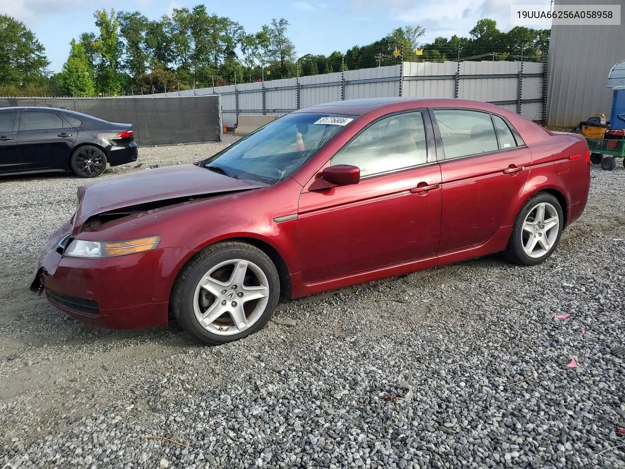 2006 Acura 3.2Tl VIN: 19UUA66256A058958 Lot: 61776806