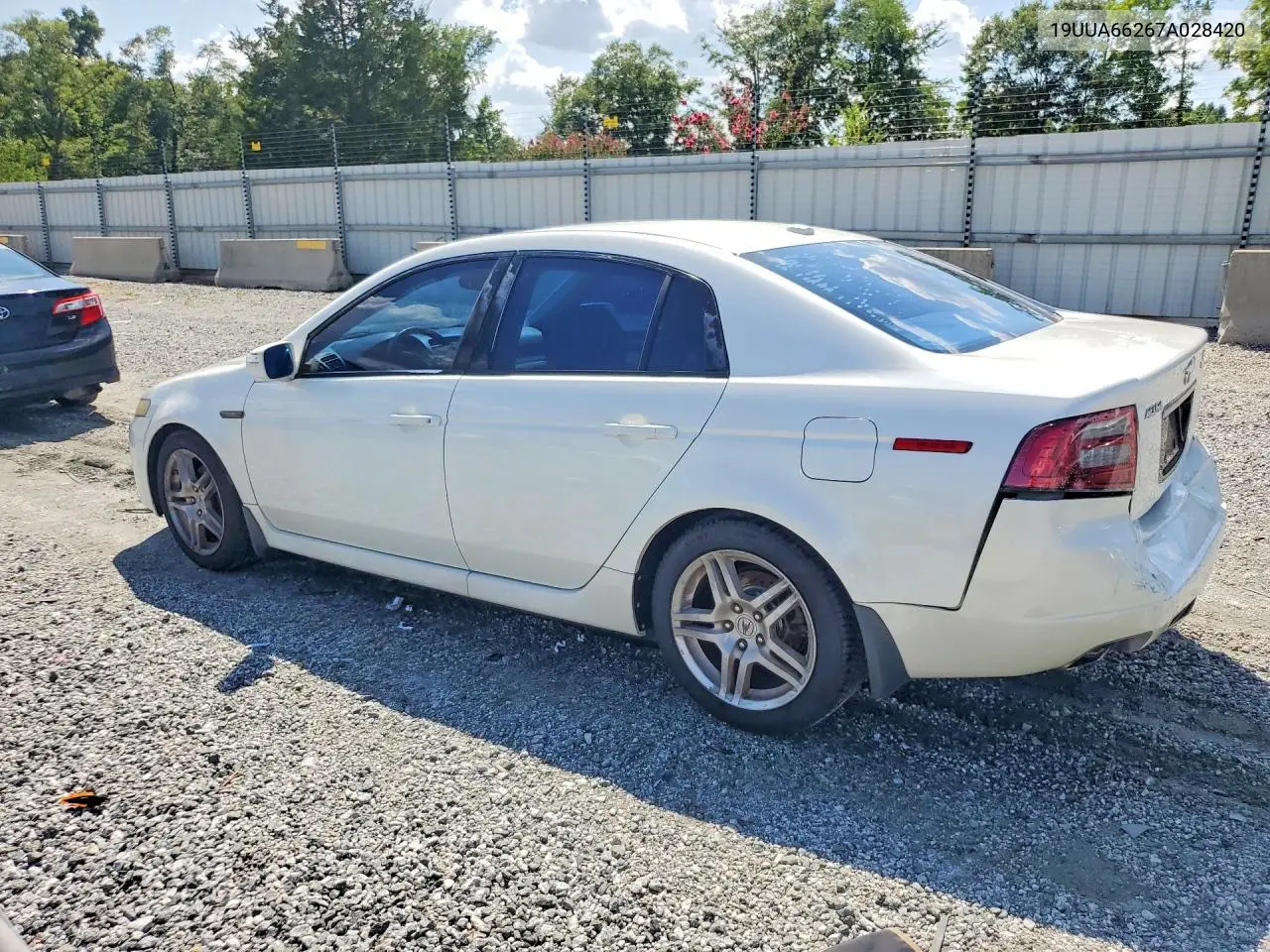 2007 Acura Tl VIN: 19UUA66267A028420 Lot: 60840376