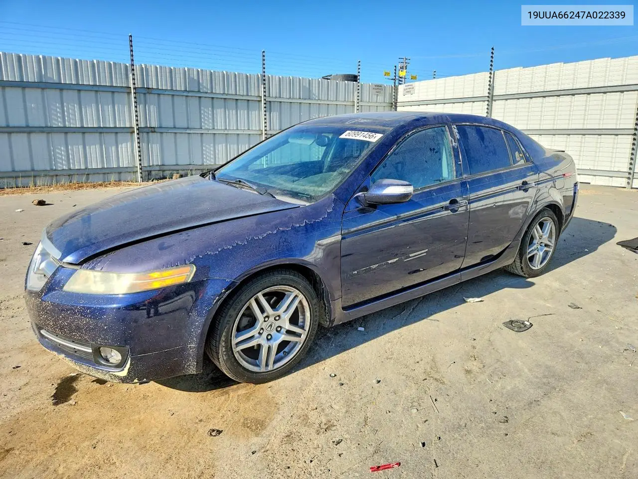 2007 Acura Tl VIN: 19UUA66247A022339 Lot: 60991456