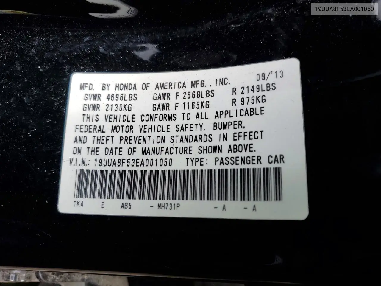2014 Acura Tl Tech VIN: 19UUA8F53EA001050 Lot: 59953696