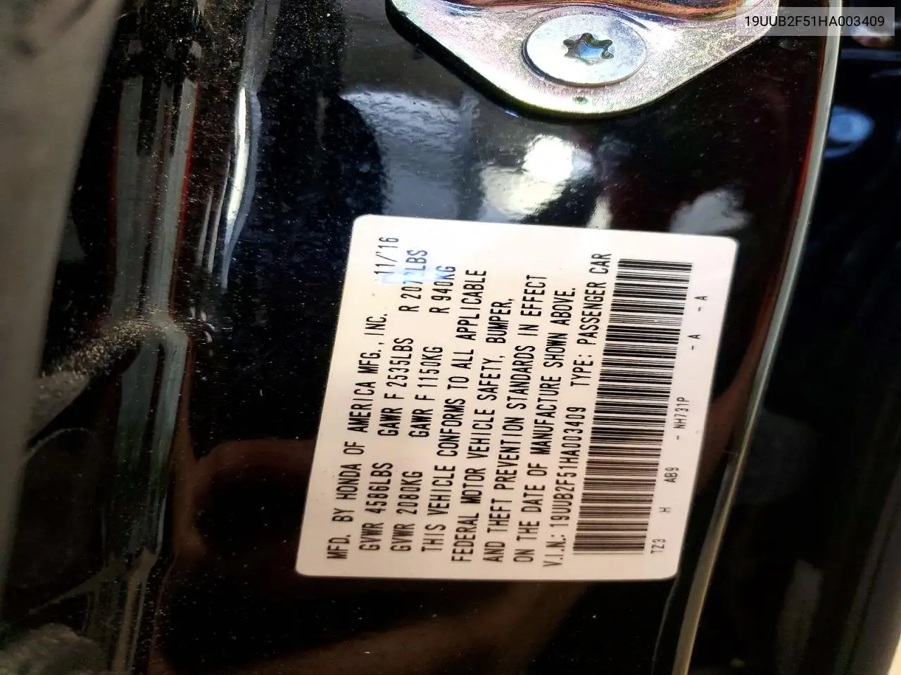 2017 Acura Tlx Tech VIN: 19UUB2F51HA003409 Lot: 58573626
