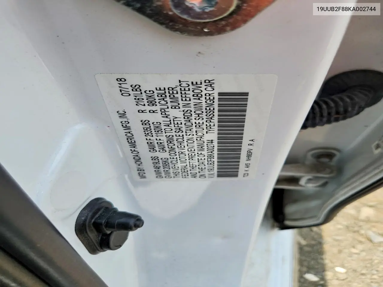 2019 Acura Tlx Advance VIN: 19UUB2F88KA002744 Lot: 61200646