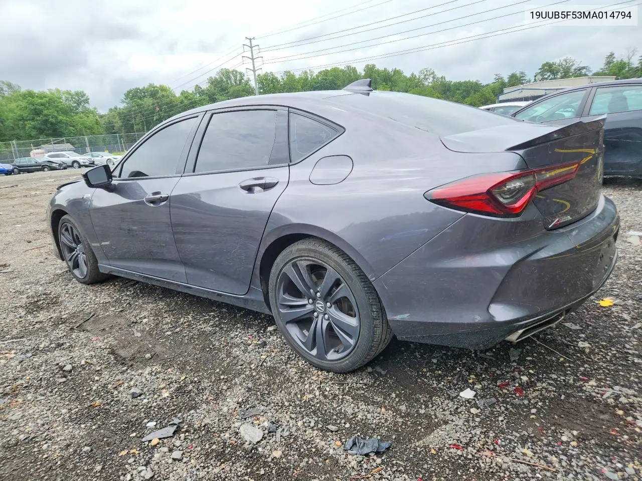 2021 Acura Tlx Tech A VIN: 19UUB5F53MA014794 Lot: 60008746