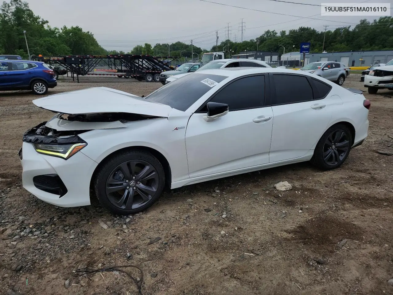 2021 Acura Tlx Tech A VIN: 19UUB5F51MA016110 Lot: 60641096