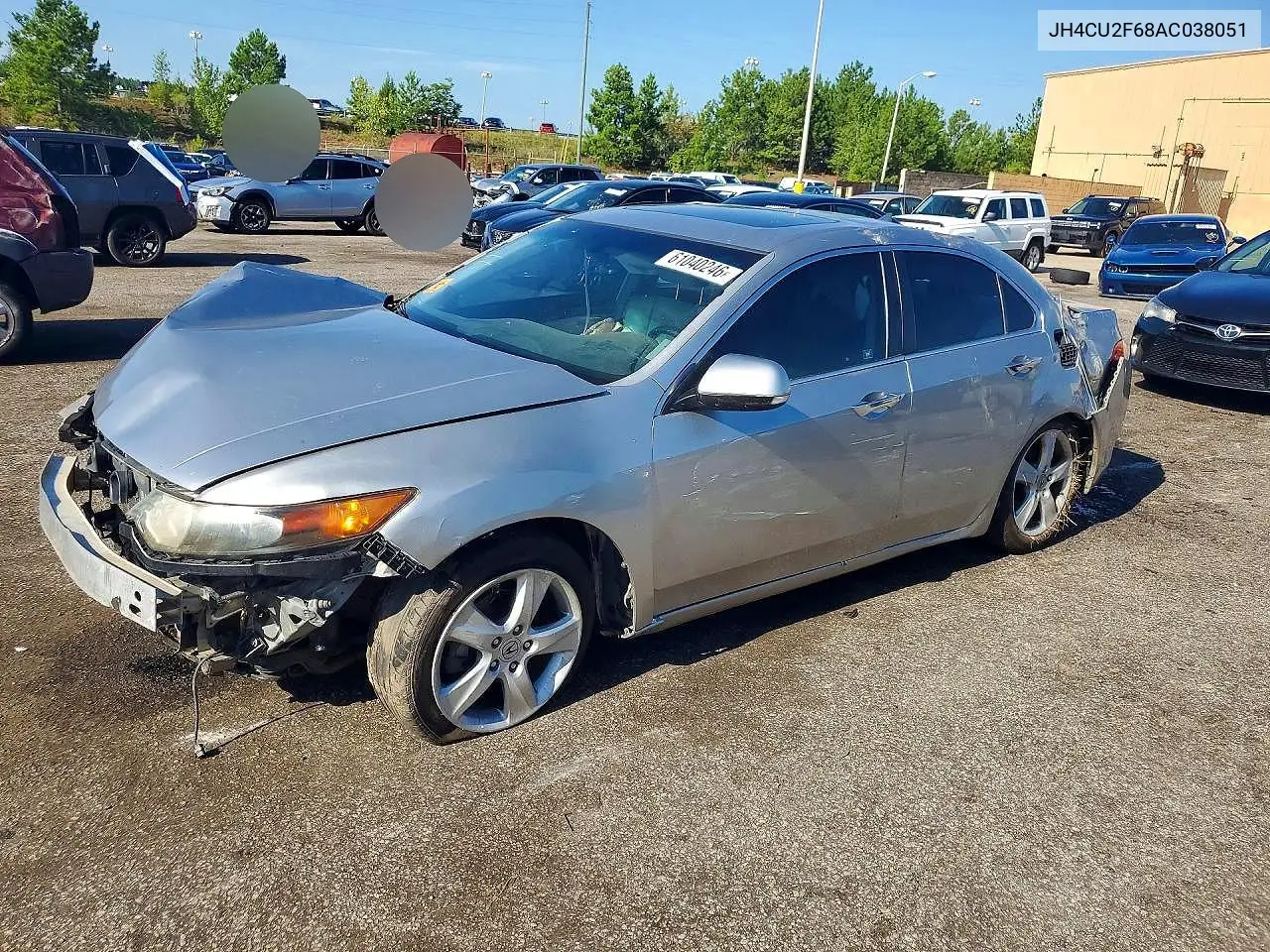 2010 Acura Tsx VIN: JH4CU2F68AC038051 Lot: 61040246
