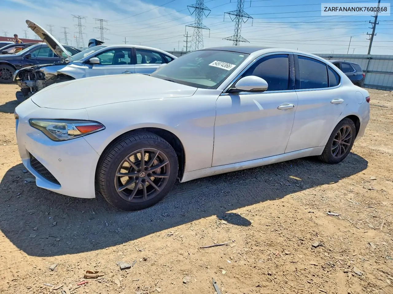 2019 Alfa Romeo Giulia VIN: ZARFANAN0K7600368 Lot: 54974366