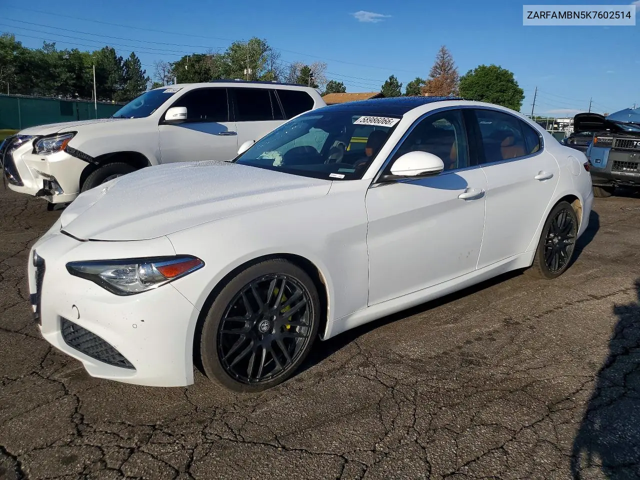 2019 Alfa Romeo Giulia Ti VIN: ZARFAMBN5K7602514 Lot: 58986066