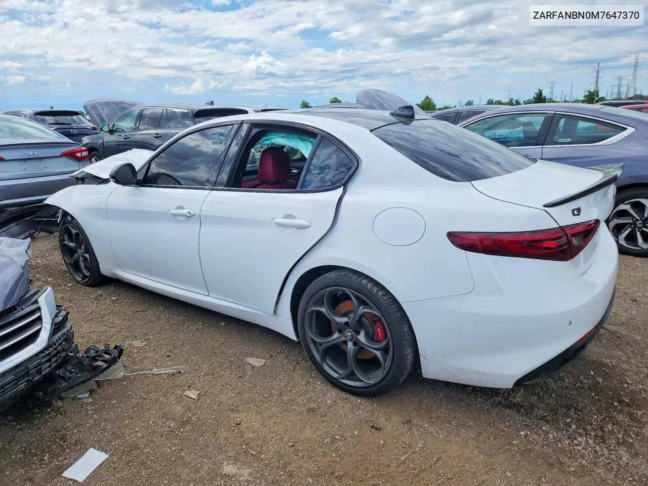 2021 Alfa Romeo Giulia Ti VIN: ZARFANBN0M7647370 Lot: 57340906