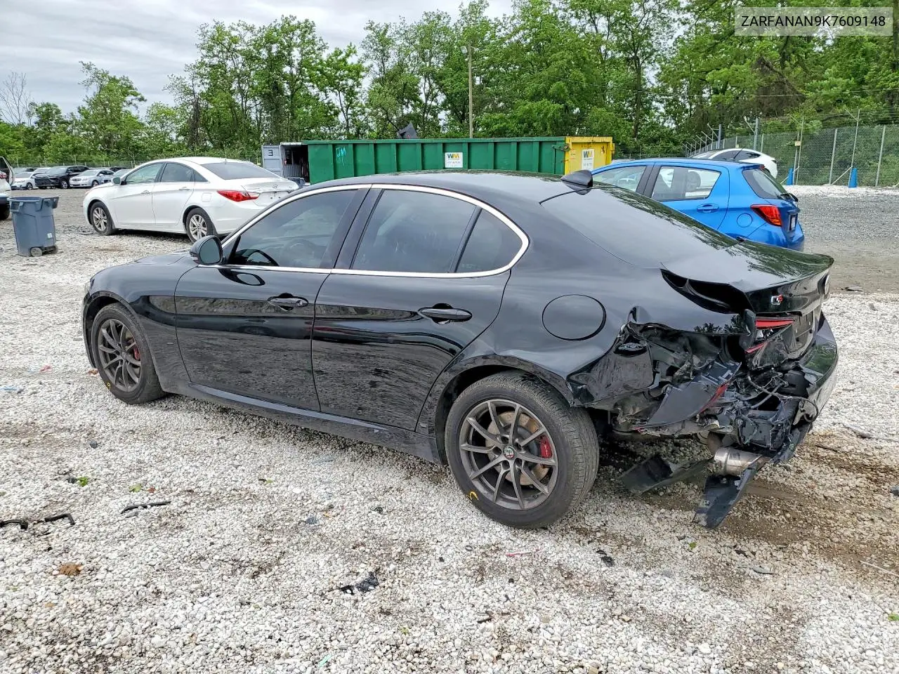 2019 Alfa Romeo Giulia VIN: ZARFANAN9K7609148 Lot: 53193676