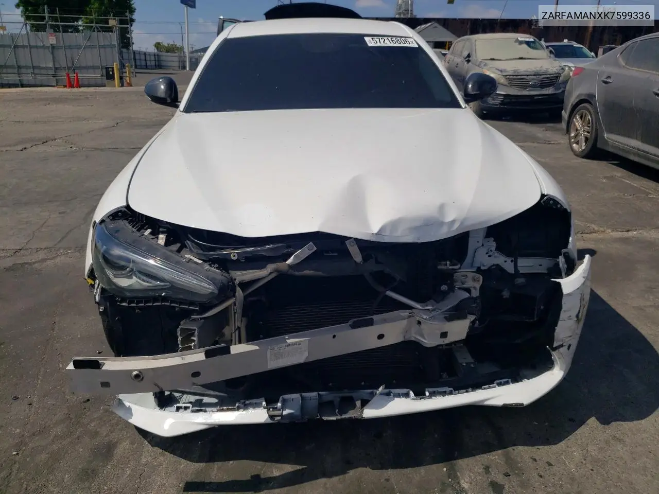 2019 Alfa Romeo Giulia VIN: ZARFAMANXK7599336 Lot: 57216806