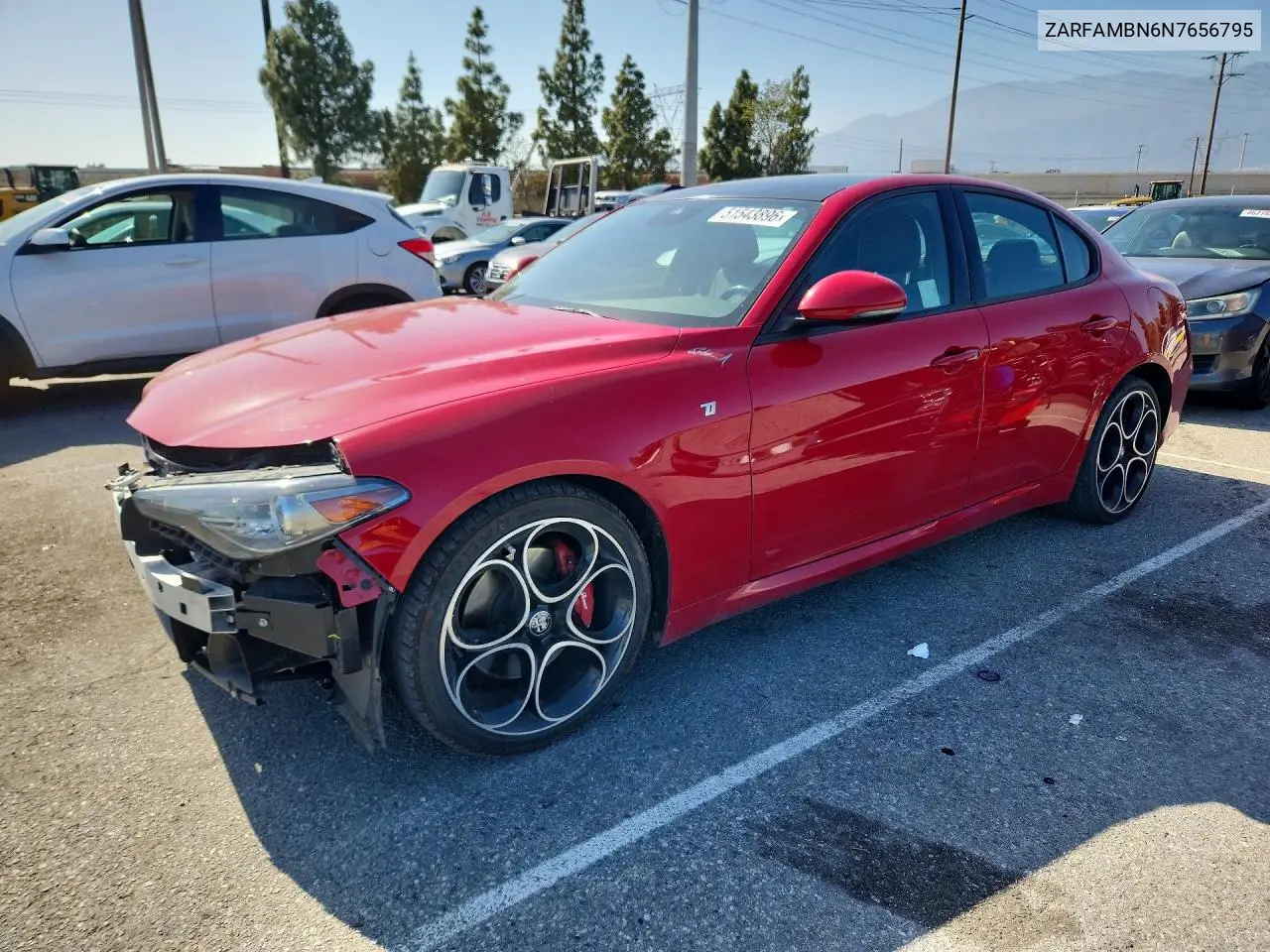2022 Alfa Romeo Giulia Super VIN: ZARFAMBN6N7656795 Lot: 51543896