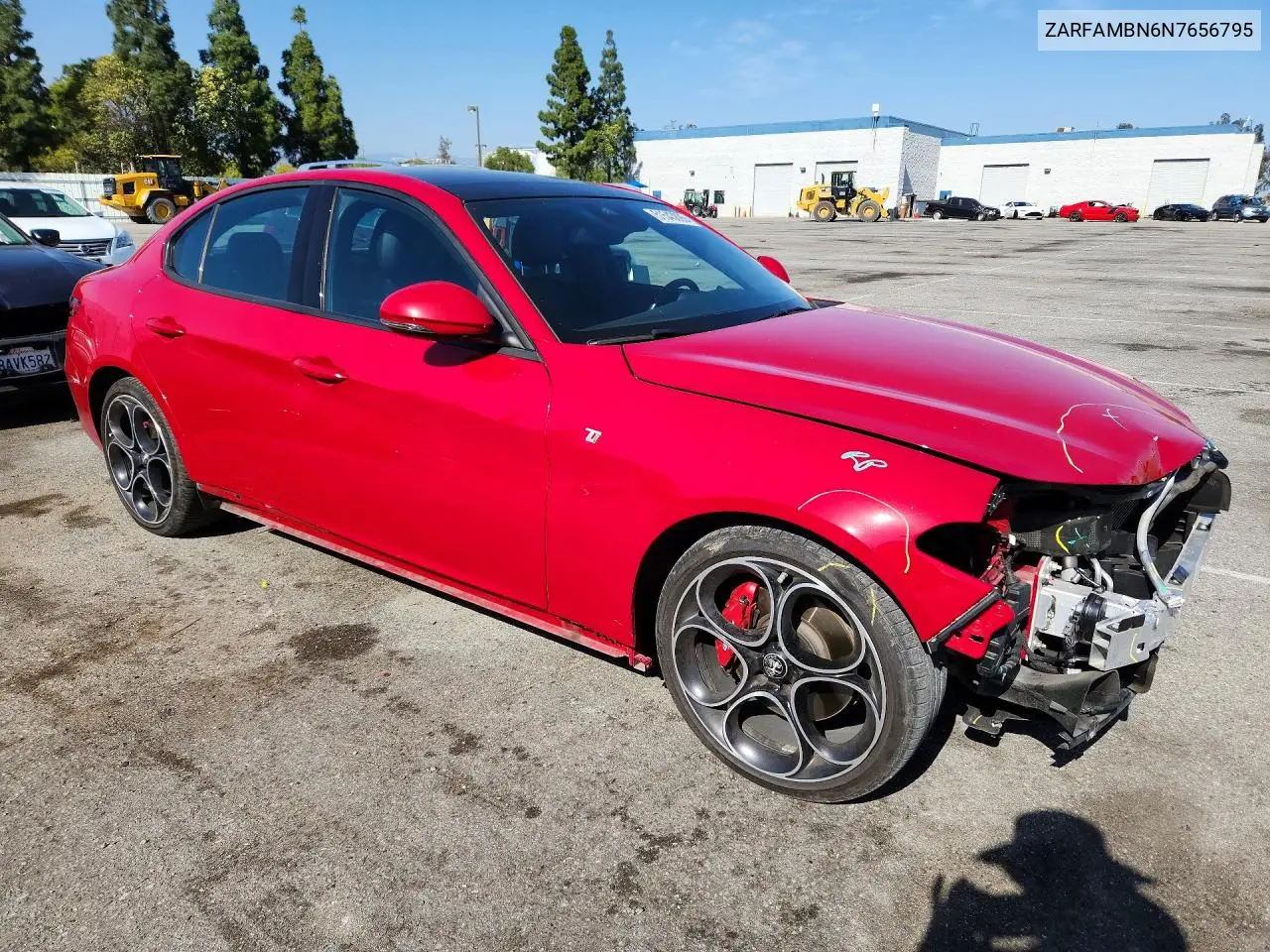 2022 Alfa Romeo Giulia Super VIN: ZARFAMBN6N7656795 Lot: 51543896