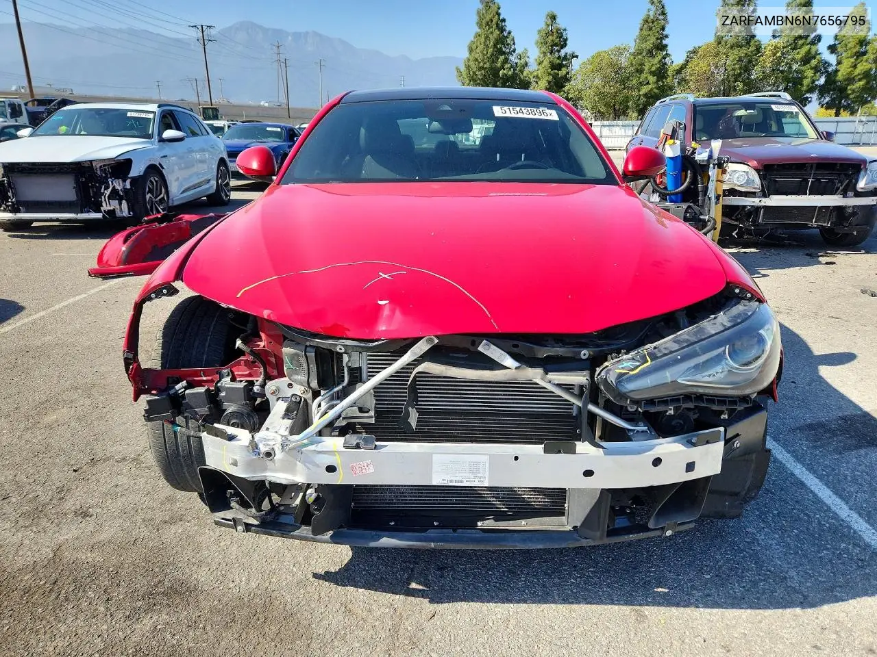 2022 Alfa Romeo Giulia Super VIN: ZARFAMBN6N7656795 Lot: 51543896