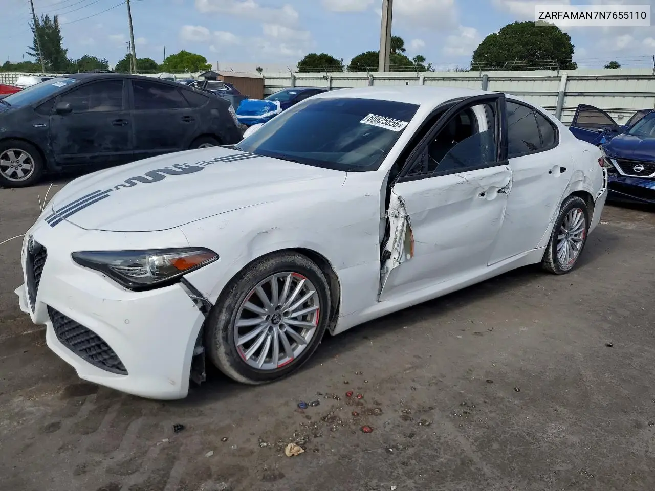 2022 Alfa Romeo Giulia VIN: ZARFAMAN7N7655110 Lot: 60825856