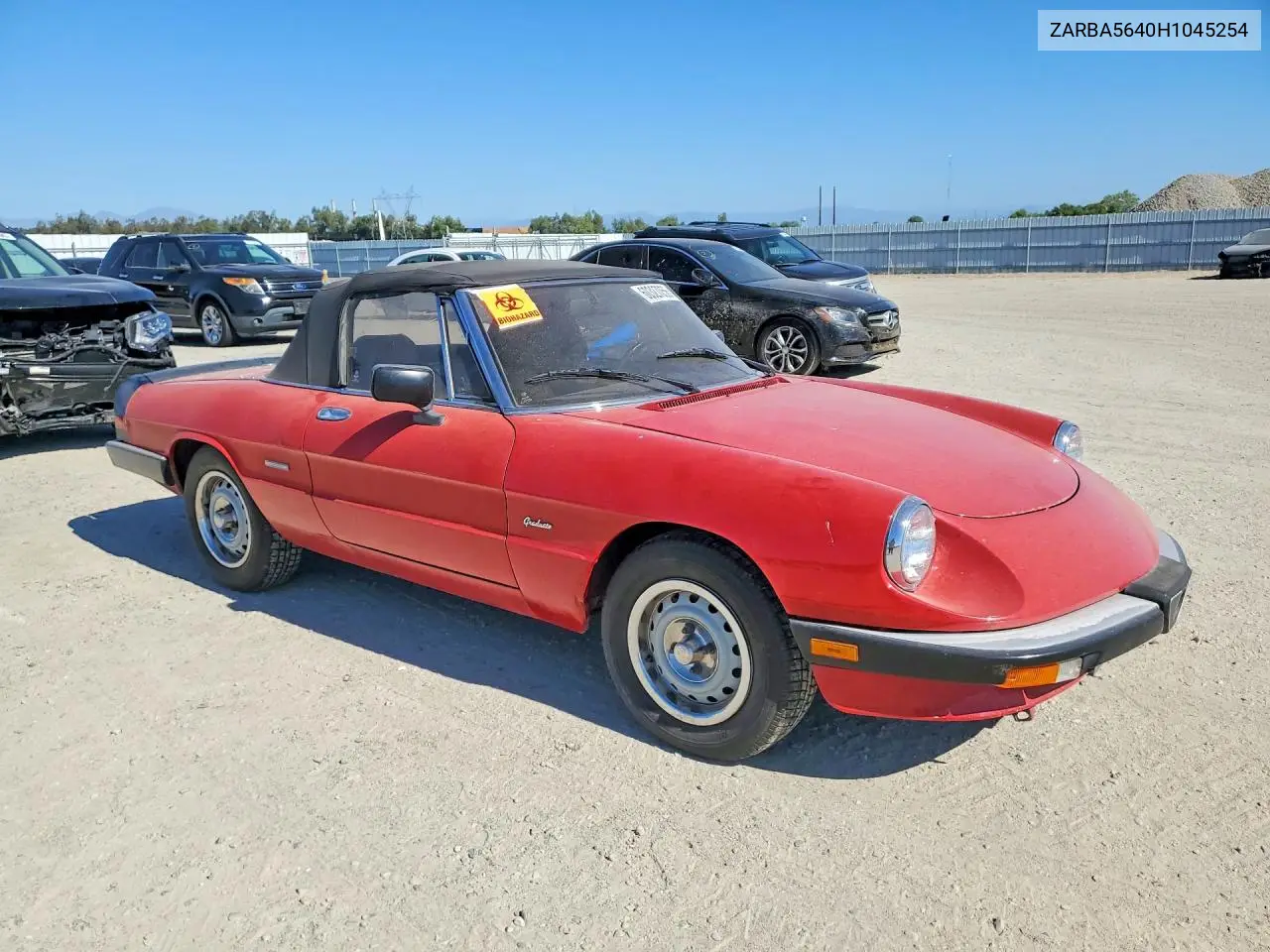 1987 Alfa Romeo Spider Graduate VIN: ZARBA5640H1045254 Lot: 60327056