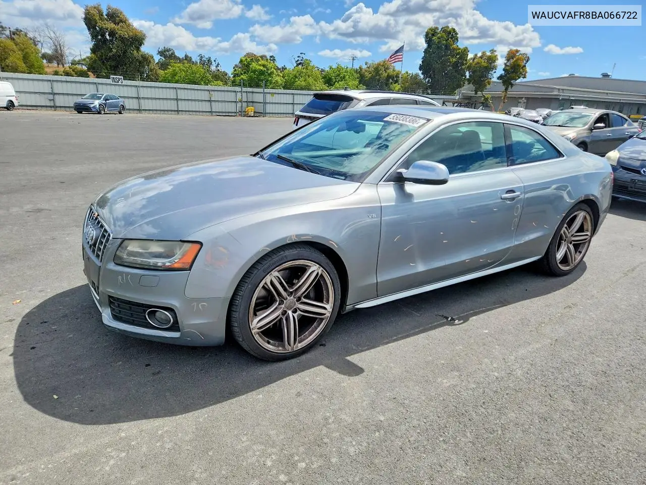 2011 Audi S5 Premium Plus VIN: WAUCVAFR8BA066722 Lot: 55038386