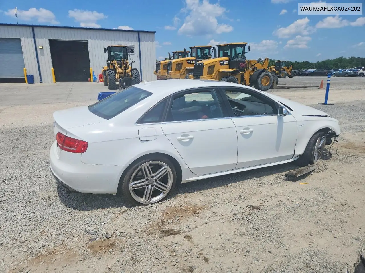 2012 Audi S4 Prestige VIN: WAUKGAFLXCA024202 Lot: 57059546