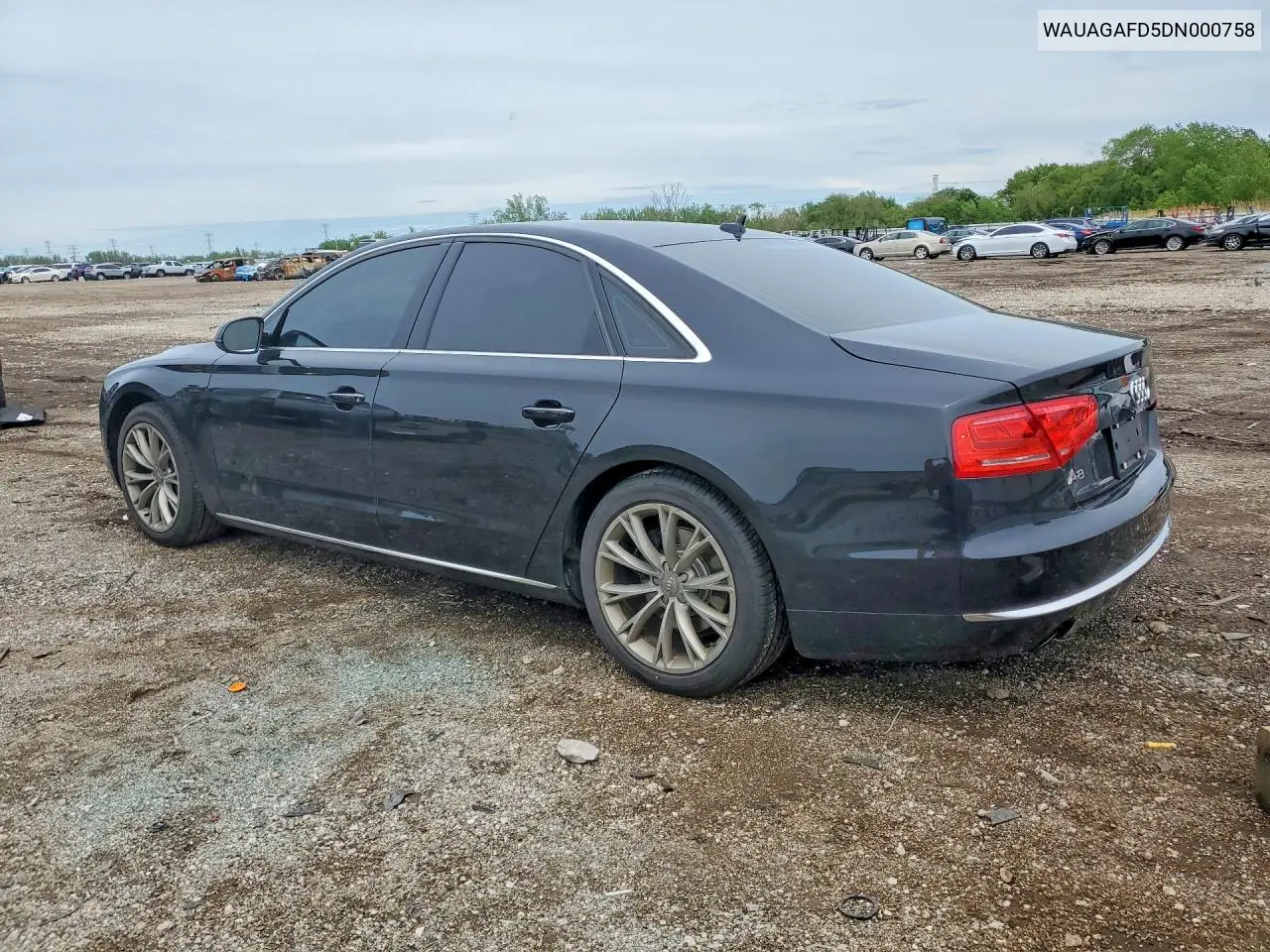 2013 Audi A8 Quattro VIN: WAUAGAFD5DN000758 Lot: 53552646