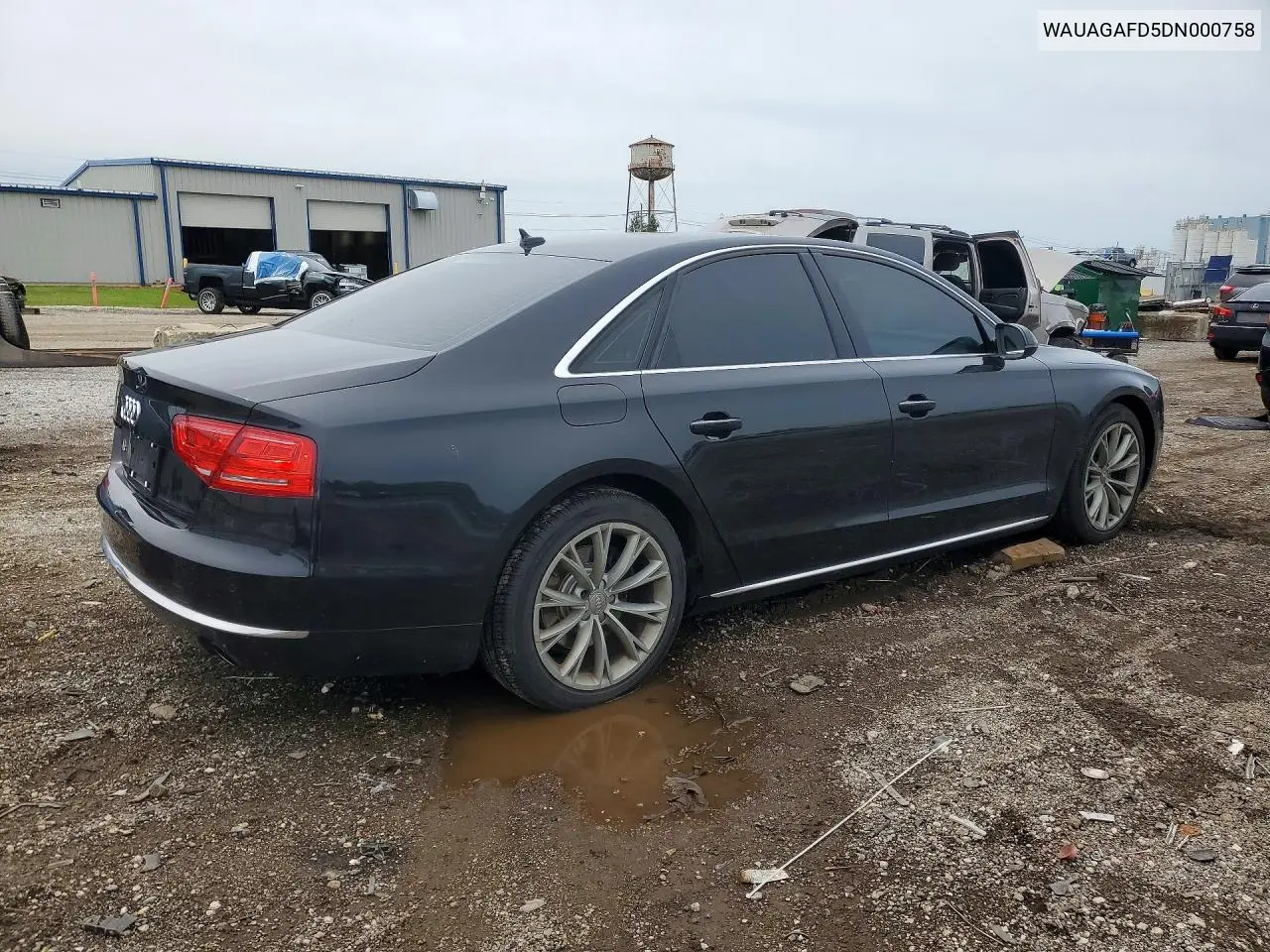 2013 Audi A8 Quattro VIN: WAUAGAFD5DN000758 Lot: 53552646