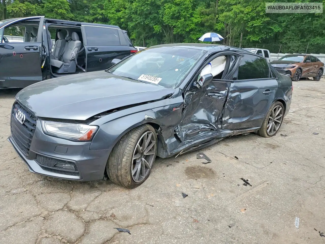 2015 Audi S4 Premium Plus VIN: WAUBGAFL0FA103415 Lot: 51948286