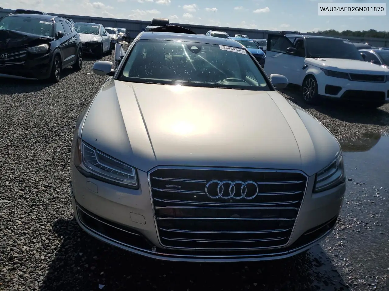 2016 Audi A8 L Quattro VIN: WAU34AFD2GN011870 Lot: 54454896
