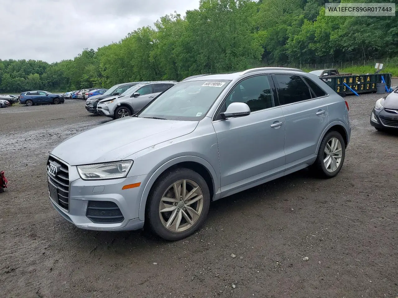 2016 Audi Q3 Premium Plus VIN: WA1EFCFS9GR017443 Lot: 60019096
