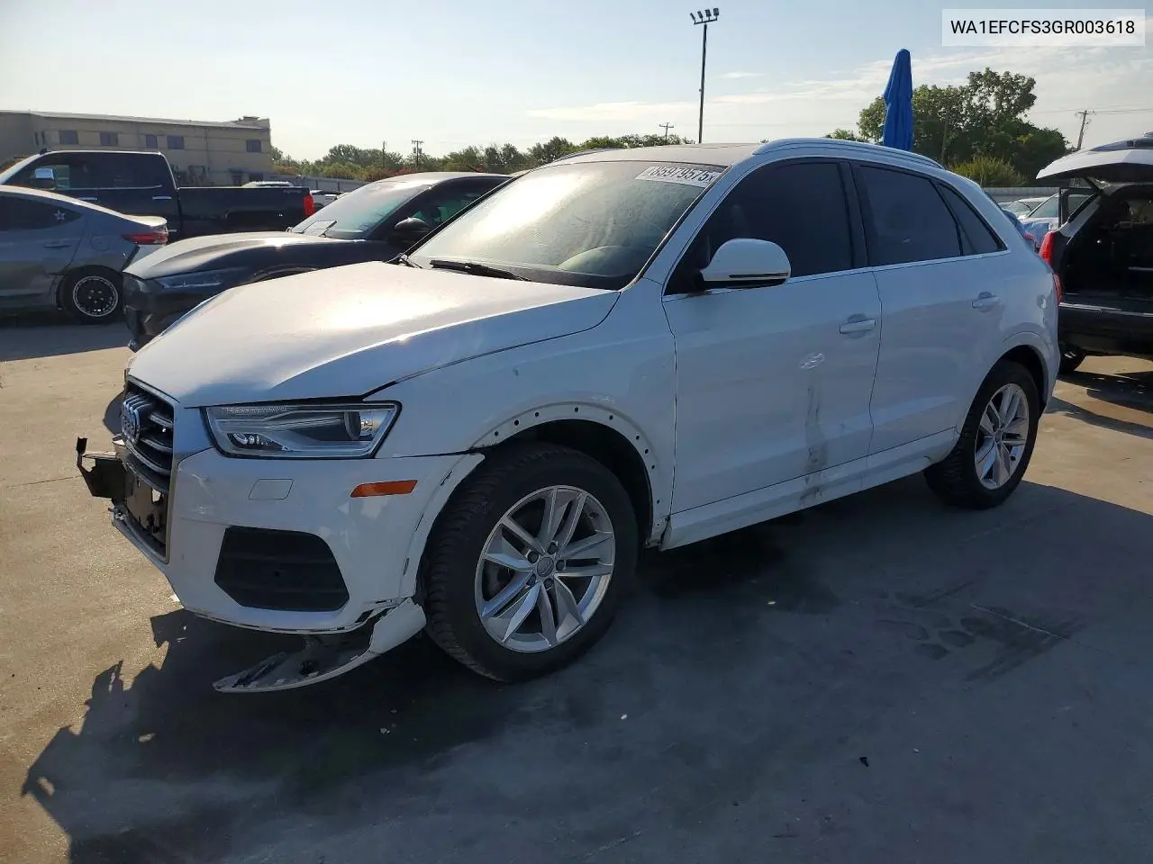 2016 Audi Q3 Premium Plus VIN: WA1EFCFS3GR003618 Lot: 85979575