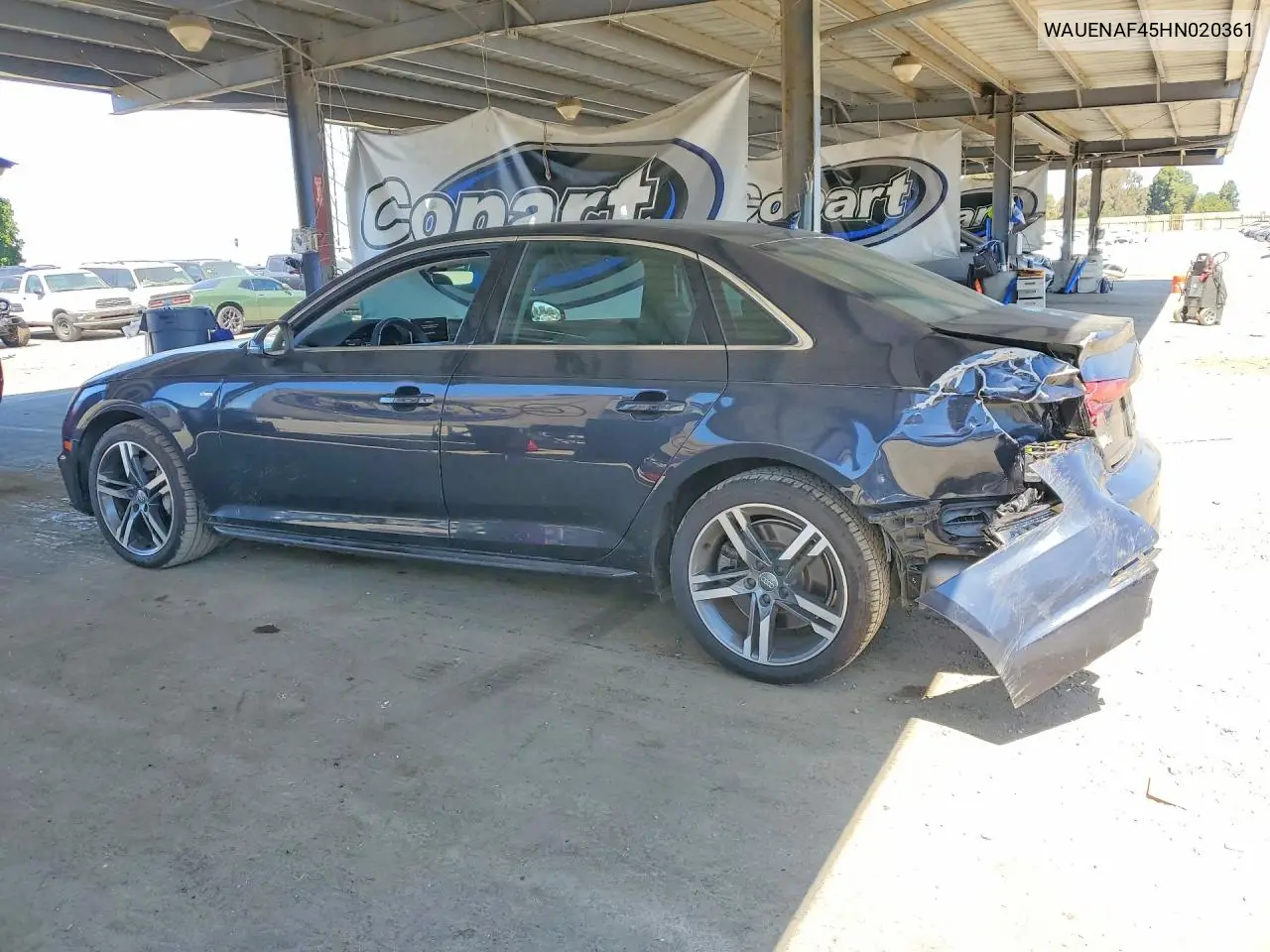 2017 Audi A4 Premium Plus VIN: WAUENAF45HN020361 Lot: 54843386