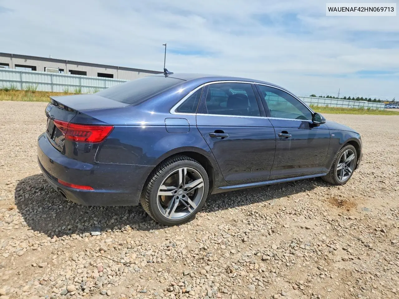 2017 Audi A4 Premium Plus VIN: WAUENAF42HN069713 Lot: 59311706