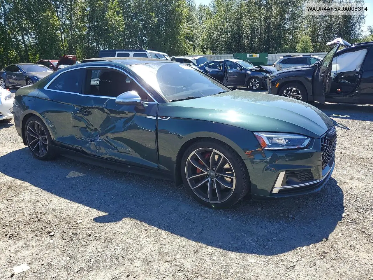 2018 Audi S5 Prestige VIN: WAUR4AF5XJA008314 Lot: 57188326