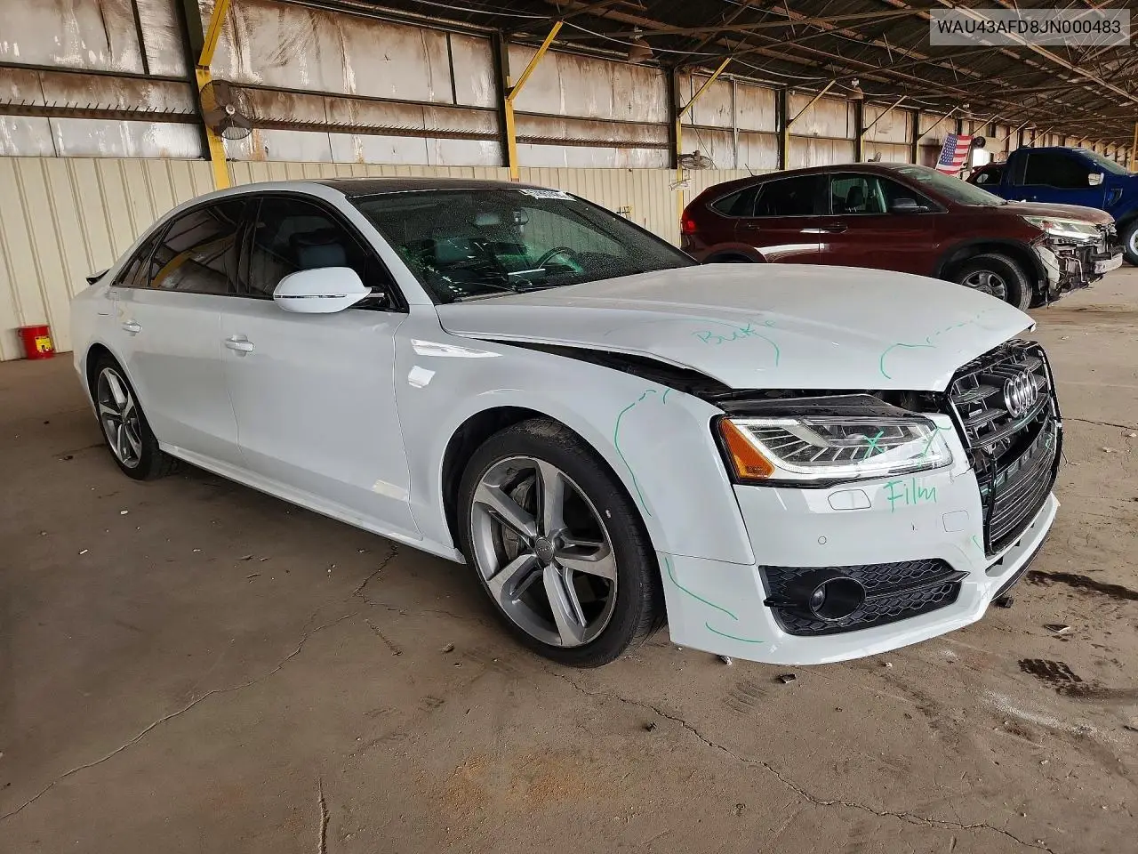 2018 Audi A8 L Quattro VIN: WAU43AFD8JN000483 Lot: 57867426